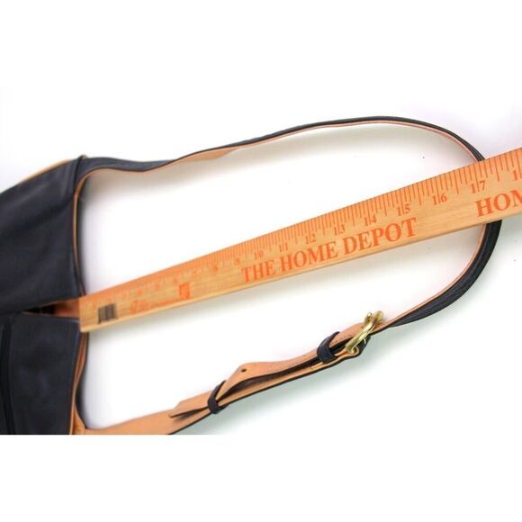 J.P. OURSE & CIE BLACK GENUINE LEATHER BROWN TRIM ORGANIZER X-BODY SHOULDER BAG - Picture 14 of 14